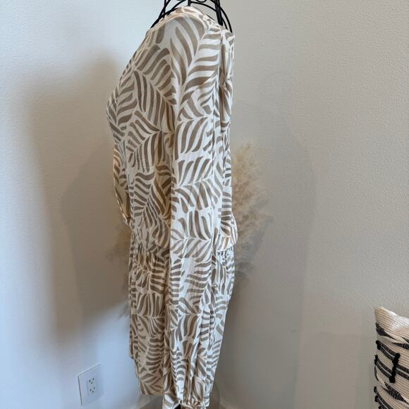 Tart Long Split Sleeve Neutral Leaf Pattern V-Neck Romper Small - Picture 4 of 10